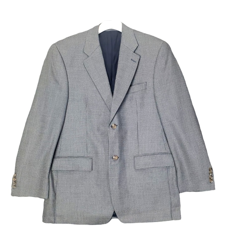 Ralph Lauren Mens Dark Academia Preppy Wool Blazer 40R Houndstooth Sport Coat